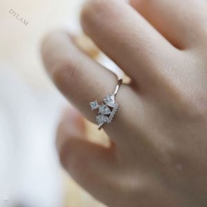 Dylam Custom 925 Sterling Silver <b>Couple</b> Cubic Zirconia Crown Shape Zircon Diamond Wedding Engagement <b>Rings</b> Jewelry Women <b>Ring</b> - Product Image 2