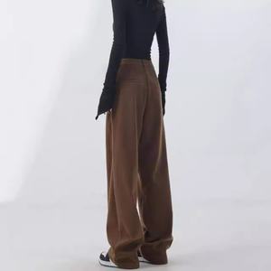 Pantalons décontractés épais pour femmes, nouvelle collection automne-hiver 2025, design mince et rétro, pantalon à jambes larges |   Cheveux lisses d'usine - Product Image 3