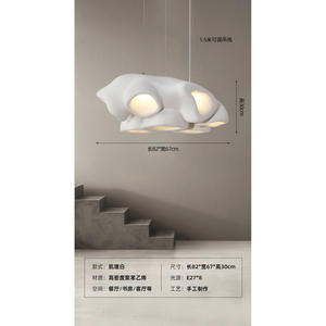 Luminaire suspendu de style nordique pour restaurant, design original, moderne, minimaliste, style wabi-sabi, éclairage LED à hauteur réglable, moyen - Product Image 6