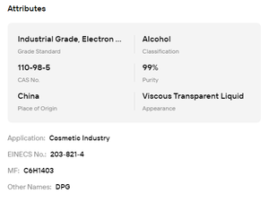 Dipropilenglicol (DPG) Líquido Inodoro de Grado Industrial con una Pureza Mínima del 99.5% para la Elaboración de Fragancias y Perfumes - Product Image 6