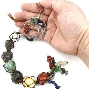 Attrape-rêves Arbre <span class=keywords><strong>de</strong></span> Vie avec 7 Pierres des Chakras, Cristal <span class=keywords><strong>de</strong></span> Guérison, Cadeau Feng Shui, Décoration <span class=keywords><strong>de</strong></span> Chambre Sorcière pour Femmes, à Suspendre pour Rideaux et Voitures - Product Image 4