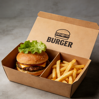 Caja de Papel para Comida Rápida con Logotipo Personalizado, Caja para Pollo Frito, Hamburguesas, Papas Fritas, Alitas de Pollo, Aperitivos Callejeros, Empaque para Comida Rápida