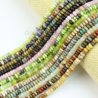 Perles de pierres précieuses naturelles en forme de rondelle, perles rondes en pierre véritable Heishi pour la fabrication de bijoux 2x4mm