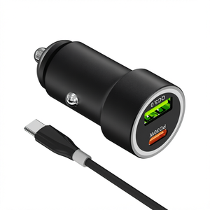 Chargeur de voiture rapide PD3.0, double port USB Type-C USB-A, adaptateur auto pour téléphones iPhone Samsung Android - Product Image 1