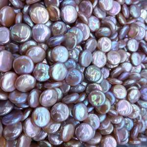 Lan Guang, venta al por mayor, Perla de botón barroco Natural, 13-14mm, perla redonda fuerte de color claro, pendiente colgante DIY, joyería - Product Image 4