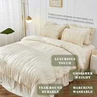 Parures de lit froncées pour couette, ensemble de lit Queen Size, style bohème chic, 3 pièces avec volants et oreillers, blanc