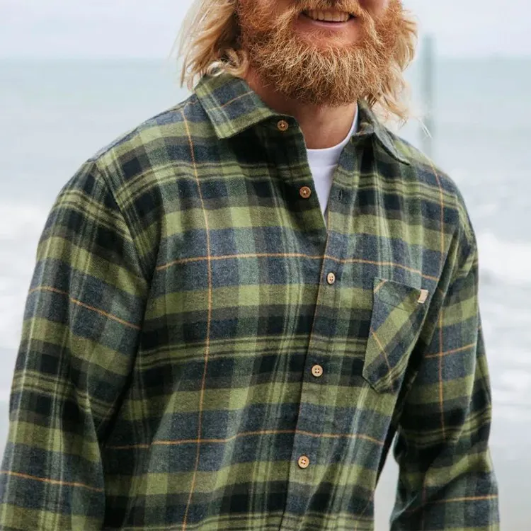 Оптовая продажа новейший дизайн органический хлопок мужские рабочие фланелевые рубашки на заказ