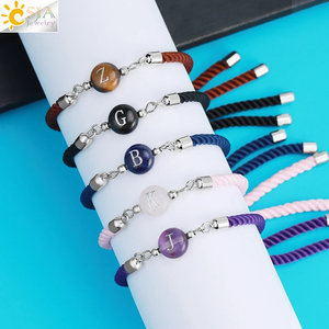 Adjustable Nylon Rope Bangle Natural Stone Crystal Letter a B <strong>C</strong> <strong>D</strong> <strong>E</strong> F G H I J K <strong>L</strong> M <strong>N</strong> <strong>O</strong> P Q <strong>R</strong> <strong>S</strong> <strong>T</strong> U V W X Y Z Bracelets Jewelry - Product Image 2