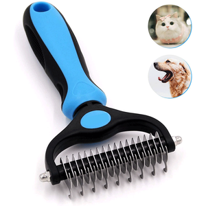 Qbellpet Chất Lượng Cao Pet Deshedding Bàn Chải Hai Mặt Undercoat Rake Đổ Và Dematting Công Cụ Lược - Product Image 1