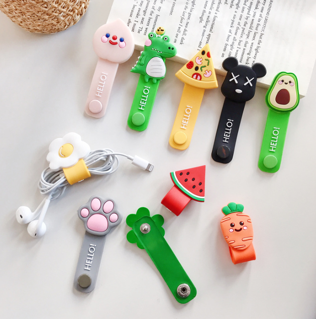 Cartoon Cable Organizer Bobbin Winder Protector Wire Cord Management Marker Holder Cover for Earphone Phone
