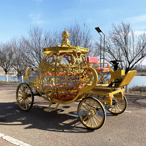 Chariot électrique sculpté doré en forme de citrouille, chariot de défilé touristique, chariot de visite sans chevaux, chariot électrique Cendrillon en forme de citrouille - Product Image 1