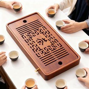 Home-use small tea <b>table</b> with drainage, Chinese tea tray, solid wood tray, water-retaining tea sea, exquisite small tea tray, - Product Image 4