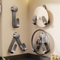 Support mural rotatif pour couvercles de casseroles à ventouse, sans perçage, en acier au carbone et plastique, style luxe léger, pour rangement de cuisine
