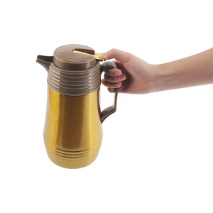 Termo de café retro de acero inoxidable dorado con tapa y asa para bebidas calientes - Product Image 5