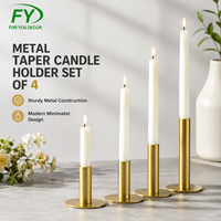 Lot de 4 bougeoirs modernes en métal pour bougies coniques, idéal pour la décoration de tables de mariage et de dîner, finitions or et argent