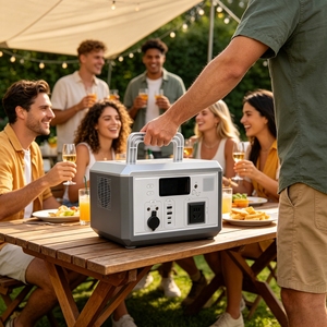 Station d'alimentation portable 600W avec batterie LiFePO4, contrôleur MPPT, onduleur à onde sinusoïdale pure, charge sans fil, port Type-C, port RV, lampe de poche - Product Image 3