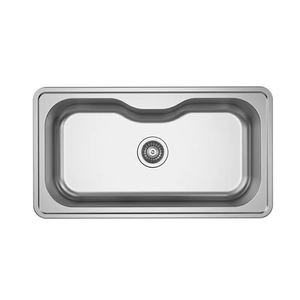 Fregadero de acero inoxidable curvo empotrable personalizado, de una pieza, estándar, prefabricado, de gran profundidad, con canal de grifo integrado para gabinetes. - Product Image 1
