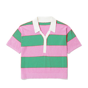 Magliette in <span class=keywords><strong>Maglia</strong></span> a Righe OEM in Misto Cotone e <span class=keywords><strong>Lino</strong></span> per Donne, T-Shirt a Maniche Corte Lavorata a <span class=keywords><strong>Maglia</strong></span>, Polo in <span class=keywords><strong>Maglia</strong></span> - Product Image 3