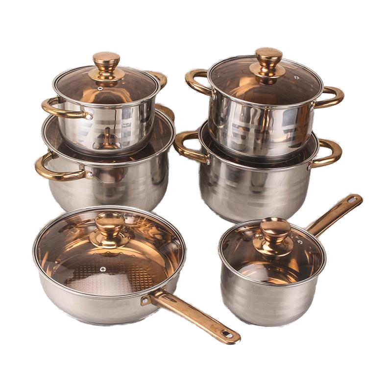Modern Luxury 12pc Stainless Steel Cookware Set Custom Logo Kitchenware with Gas Applicable Casserole Pot Pan for Home Cooking · image 6