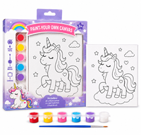 Kit de peinture sur toile DIY pour tout-petits - 6 peintures non toxiques, pinceaux et toile tendue de 20 cm - Apprenez à peindre - Cadeau d'anniversaire - À partir de 3 ans