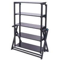 Meuble transformable moderne en fer et bois, table console pliante convertible avec étagère et roulettes verrouillables, mobilier de maison