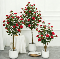 Plante artificielle de rose rouge en pot, arbre de rose artificiel de haute qualité, écologique, décoration intérieure persistante pour mariage, Noël, salon