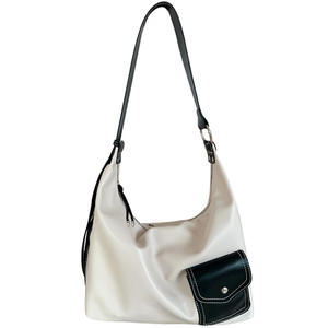 Bolso de lona minimalista para mujer, color blanco, gran capacidad, cierre de cremallera, bandolera, uso diario informal - Product Image 5