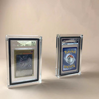 Vitrine en acrylique Porte-cartes à collectionner graduées Étui de protection de forme ronde pour Pokeomon TCG CGC avec couvercle magnétique