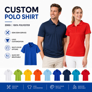 เสื้อโปโลแบบมีโลโก้สั่งทำ น้ำหนัก 200 กรัม สำหรับทุกเพศ ทุกวัย เนื้อผ้าโพลีเอสเตอร์ 100% แห้งเร็ว ระบายอากาศดี เหมาะสำหรับทีมกอล์ฟ ขายส่ง ไซส์ S-4XL - Product Image 1