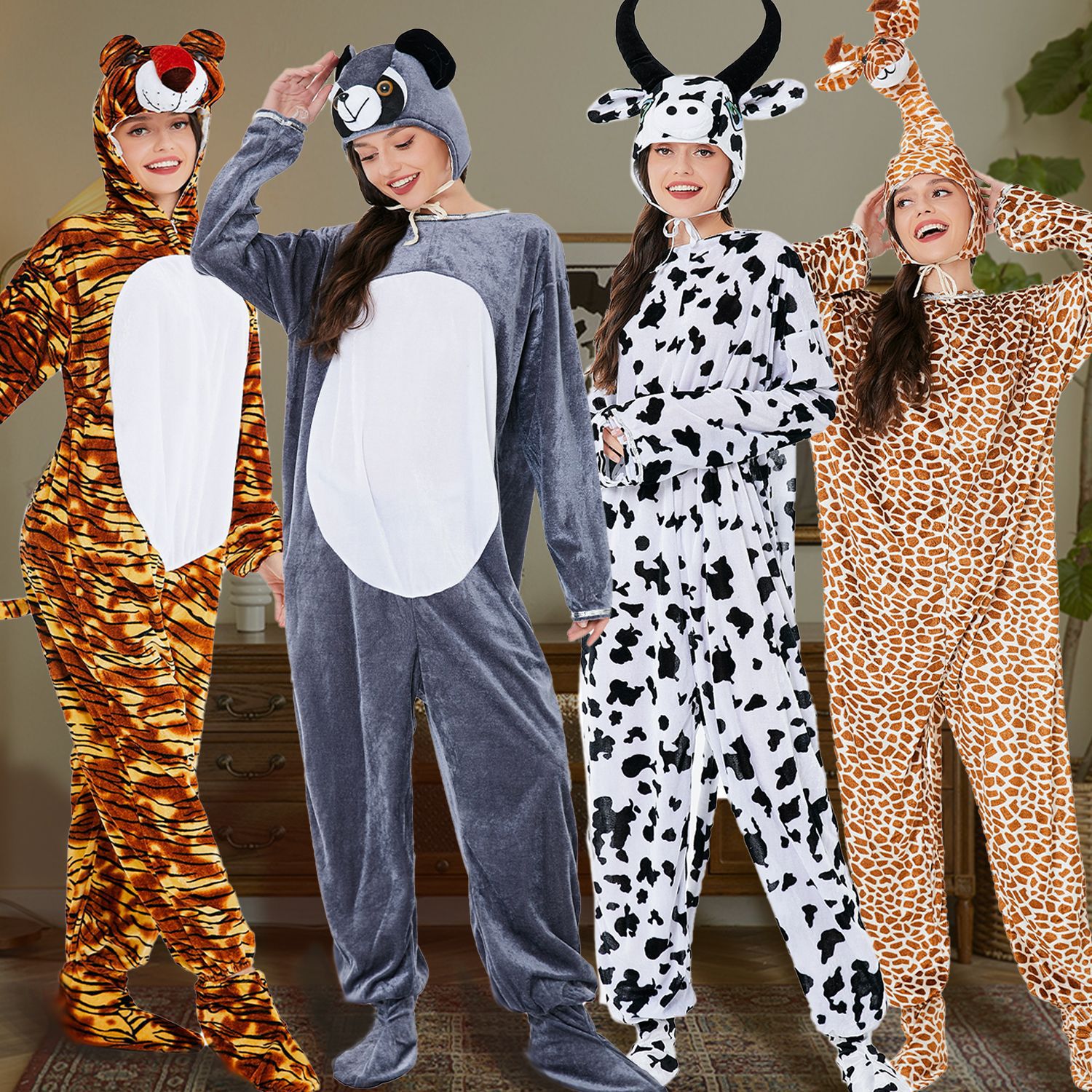 Cómodo y Elegante pijamas de animales para niños vaca para Niñas