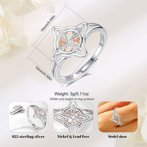 Changda, venta al por mayor, regalo <span class=keywords><strong>de</strong></span> San Valentín, oro rosa, Plata <span class=keywords><strong>de</strong></span> Ley 925, joyería irlandesa espiritual, <span class=keywords><strong>anillo</strong></span> ajustable con <span class=keywords><strong>nudo</strong></span> <span class=keywords><strong>de</strong></span> <span class=keywords><strong>bruja</strong></span> para mujer - Product Image 2