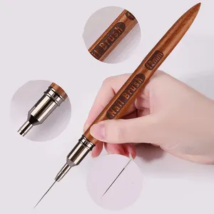 Bán buôn 5 cái Nail Art Liner Brushes tay cầm bằng gỗ dài striping Nail Fine vẽ bút Nail Gel sơn công cụ thiết kế