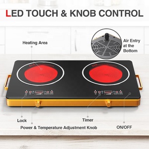 <span class=keywords><strong>Cuisinière</strong></span> électrique infrarouge double foyer tout-en-un 3500W+3500W, écran tactile, étanche, classe énergétique A, en plastique, pour usage domestique et hôtelier - Product Image 1