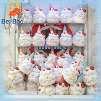 Porte-clés en peluche personnalisé de 4 pouces, crème glacée Kawaii, avec chapeau fraise mignon, moelleux, pendentif pour sac alimentaire, pour machine à griffes et distributeur automatique