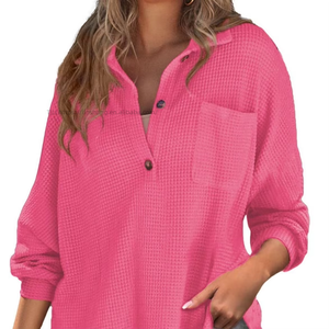Camisa de Manga Larga con Cuello y Tejido Waffle para Mujer, la Más Vendida, a la Moda - Product Image 5