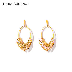 ต่างหูแฟชั่นทรงหยดน้ำ สแตนเลสสตีล 316L ชุบทอง PVD ทนทาน รุ่น E-045-240-247 - Product Image 1