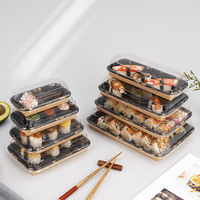 Boîte à sushi jetable en papier kraft - Emballage pour salade/pâtisserie, forme rectangulaire, personnalisable, qualité alimentaire, fabriqué en Chine continentale