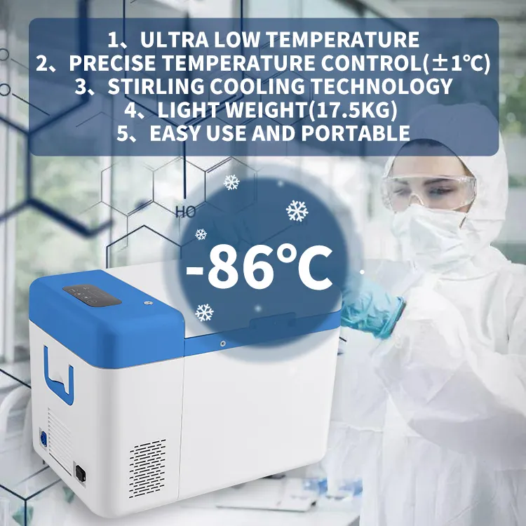 Refport -86 °C tragbarer Kühlschrank mit ultra niedriger Temperatur Lab Gefrierschrank Minikühlschrank 25 L