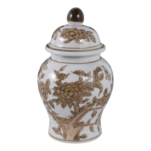 Vaso decorativo in stile chinoiserie con coperchio, vaso ornamentale in ceramica per soggiorno, ufficio, decorazione elegante per la casa - Product Image 1