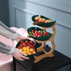 Plato de plástico creativo de tres niveles para frutas, estilo minimalista europeo, plato para frutos secos, bandeja de almacenamiento para mesa de centro. - Product Image 3