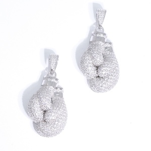 Yu ถุงมือชกมวยนำโชคจี้925เงินประดับเพชรโมอิสสำหรับเครื่องประดับฮิปฮอป - Product Image 6