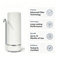 Purificateur d'eau de bureau à ultrafiltration à baril unique, avec élément filtrant composite détachable et robinet de distribution directe