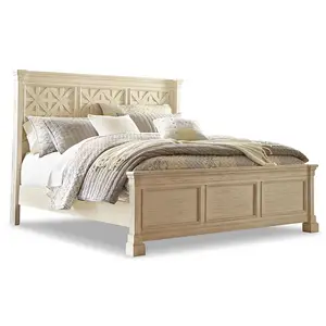 Bedroom Furniture French Country Style Bed Headboard With Lattice Design King Size Solid Wood bed