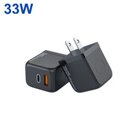 Chargeur mural rapide 33W GaN PD QC2.0, double port USB Type C, adaptateur prise CN, bloc d'alimentation portable de voyage, blanc, jaune, noir, OVP