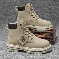 Nouvelles Bottes Montantes de Printemps Style Mixte, Modèle Rétro Britannique pour Hommes et Femmes, Chaussures de Travail