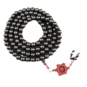 Pulsera de cuentas de oración budistas de ébano, 108 cuentas de 10 mm, joyería unisex de varias capas con diseño de borla para regalo - Product Image 5