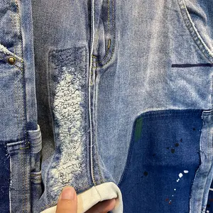 Berkualitas Tinggi Pria Vintage Mencuci Tangan Dicat Kasual Tukang Kayu Denim Kembang Jeans
