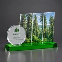 Trophée de luxe Neelpure W020 en cristal K9 écologique avec plaque à 3 panneaux et base, récompense pour projet d'énergie propre, souvenir