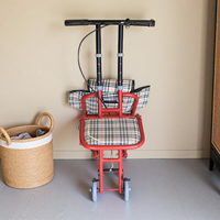 Déambulateur pliant portable pour personnes âgées avec frein à main, chariot de courses et aide à la marche en acier au carbone