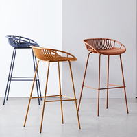 Chaise de bar en fer simple de style nordique 2025, tabouret haut d'extérieur, café, métal, créatif, moderne, restaurant, hôtel, salle à manger, salon